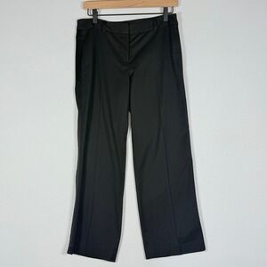 Trina Turk Black Wide Leg Dress Pants Womens 4 Ribbon Stripe Side‎ Office Career